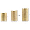 Hastings Home Set of 3 Flameless LED Candles, Real Wax Battery Powered Pillar, Distressed Gold Metallic Finish 556060RUG